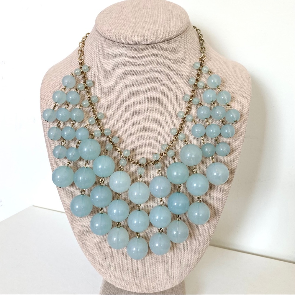 JCrew Factory Light Blue Bead Collar Necklace